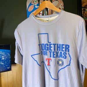 Together For Texas Rangers T-Shirt in Light Gray and Blue size large